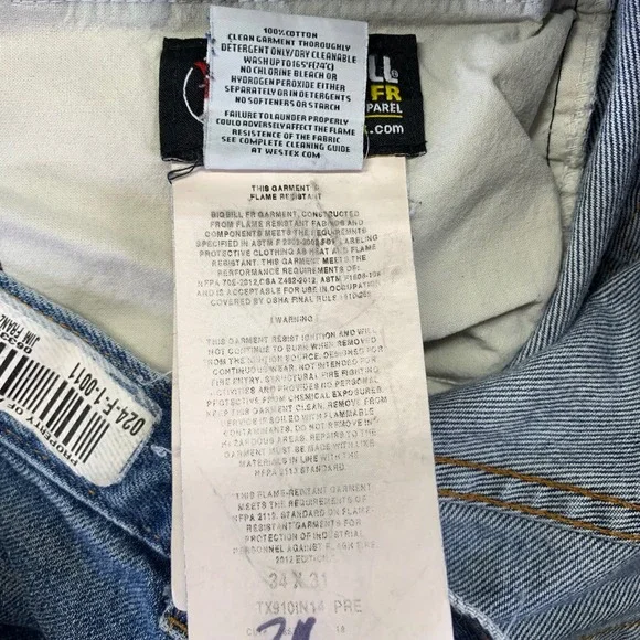 Big Bill FR Indura Jeans Mens 34x31 Blue Denim Workwear Flame Resistant HRC 2 - Picture 9 of 16